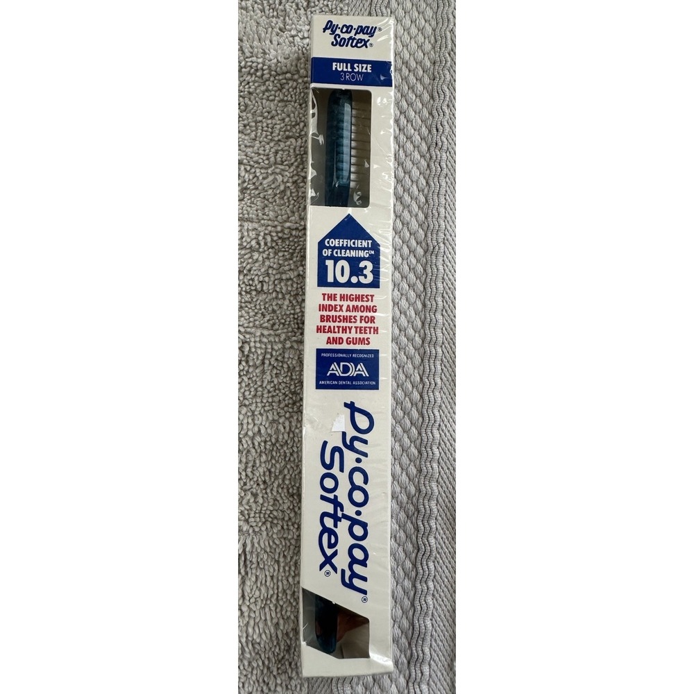 Softex Vintage Py-Co-Pay Toothbrush/Rubber Simulator Full Size 3 Row Blue